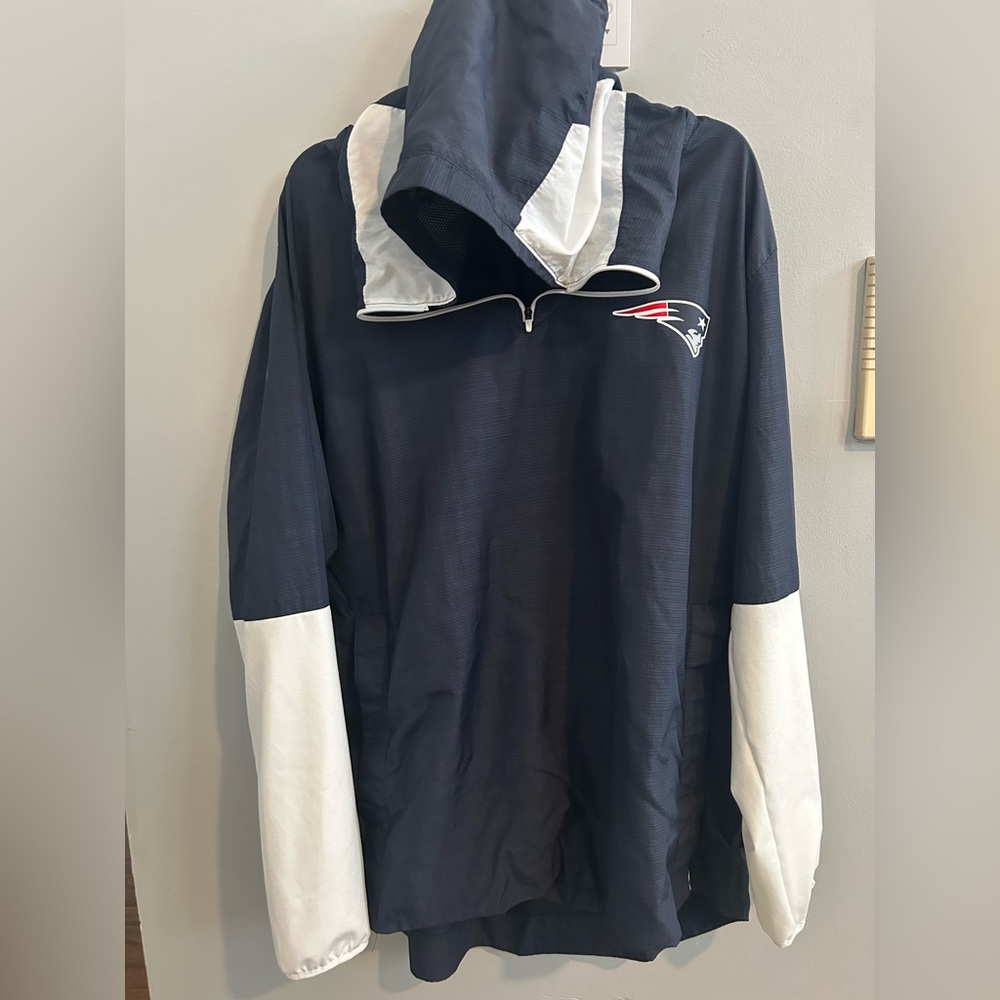 New England Patriots Navy and White Windbreaker Hoodie